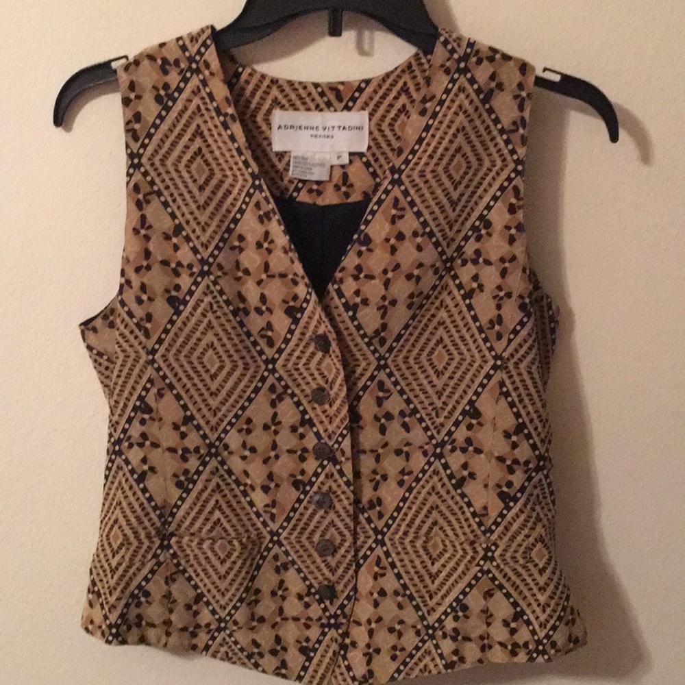 Adrienne Vittadini  button-up vest w tie back